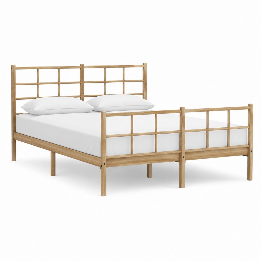 Lit double cadre de lit naturel en pin massif rectangulaire 140 x 190 cm