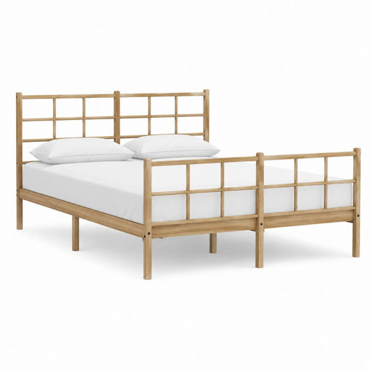 Lit double cadre de lit naturel en pin massif rectangulaire 140 x 190 cm