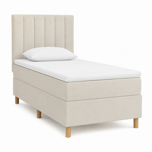 Lit simple tapissé beige en polyester rectangulaire 90 x 200 cm