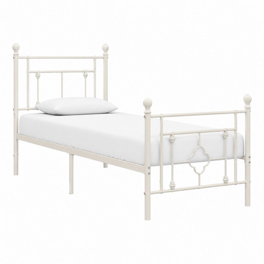 Cadre de lit simple blanc en acier 90 x 200 cm
