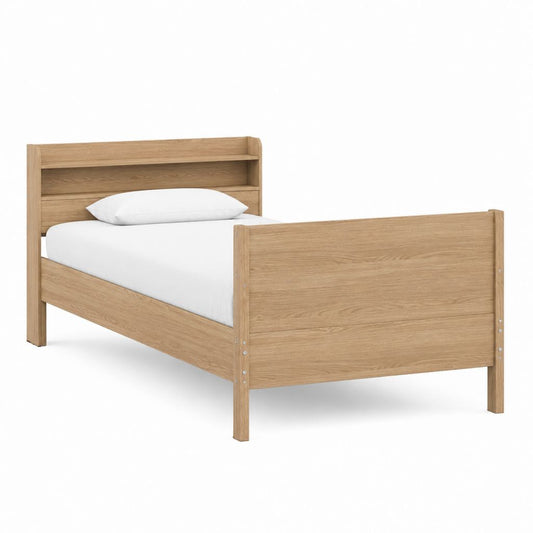 Lit enfant avec cadre en bois massif de pin chêne naturel 148 x 78 x 100 cm pour matelas 70 x 140 cm
