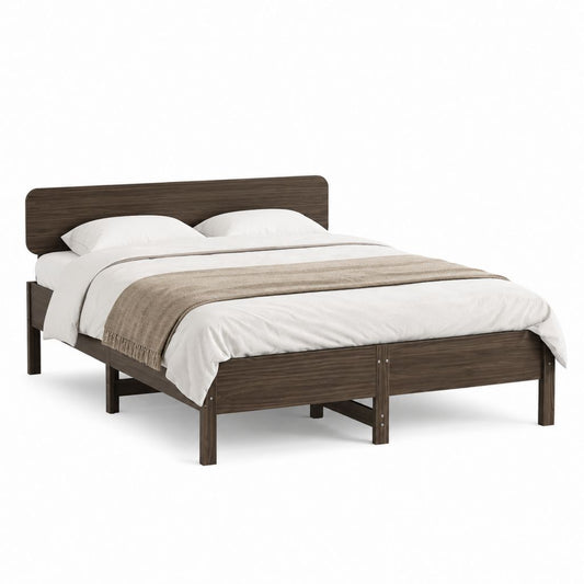 Lit double cadre de lit marron foncé en panneaux MDF 160 x 200 cm